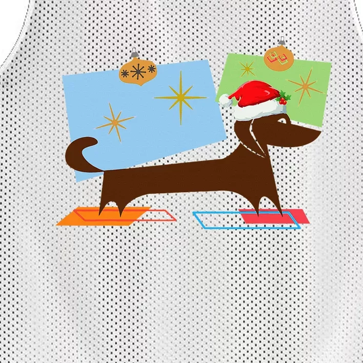 Dachshund Wiener Dog Retro Mid Century Modern Christmas Xmas Mesh Reversible Basketball Jersey Tank