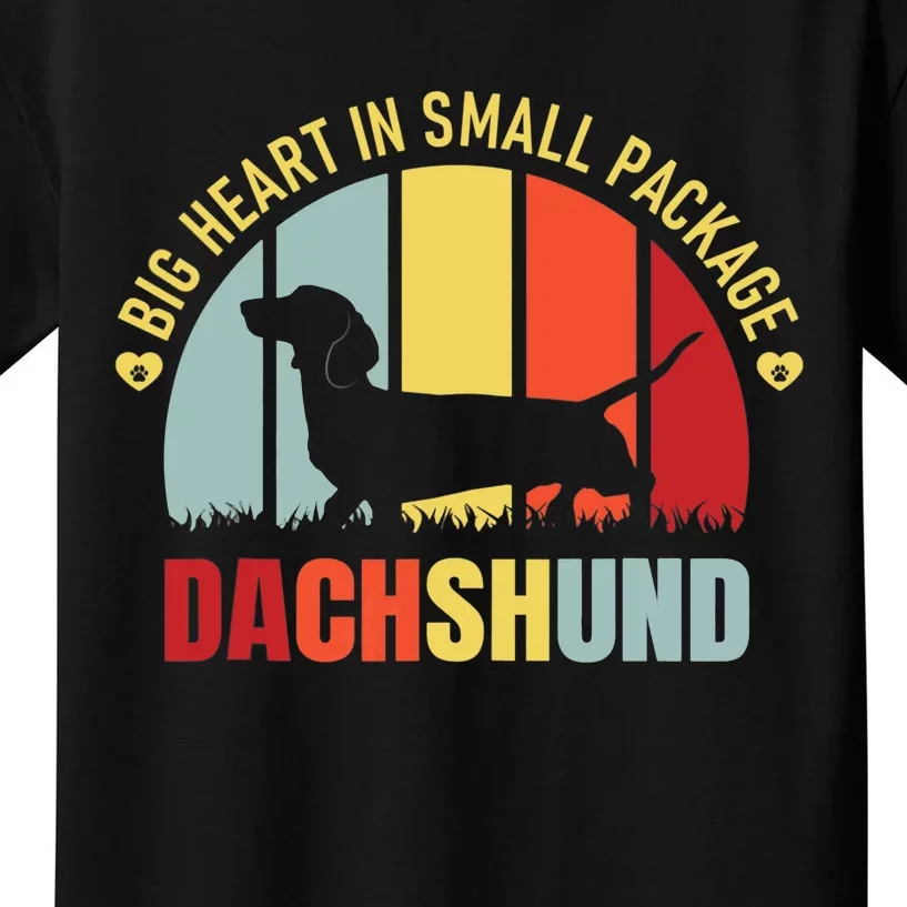 Doxie Wiener Dog Lover Pet Dad Mom Big Heart Dachshund Kids T-Shirt