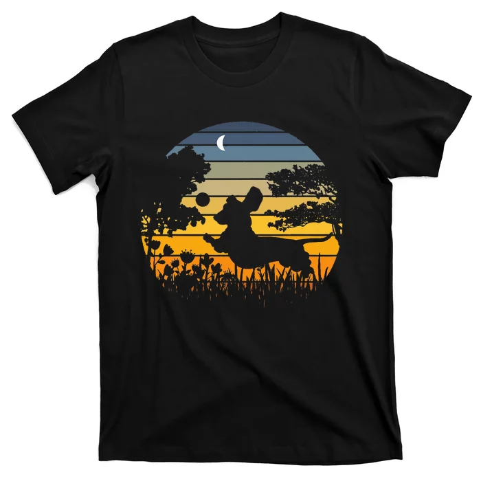 Dachshund Wiener Dog Sunset Garden T-Shirt