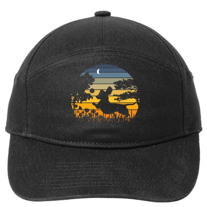 Dachshund Wiener Dog Sunset Garden 7-Panel Snapback Hat