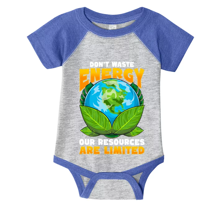 Don't Waste Energy Our Resources Are Limited Earth Day Lover Gift Infant Baby Jersey Bodysuit