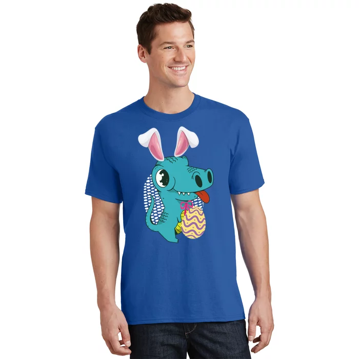 Dinosaur With Easter Ears Easter Eggs Easter Bunny Cool Gift T-Shirt