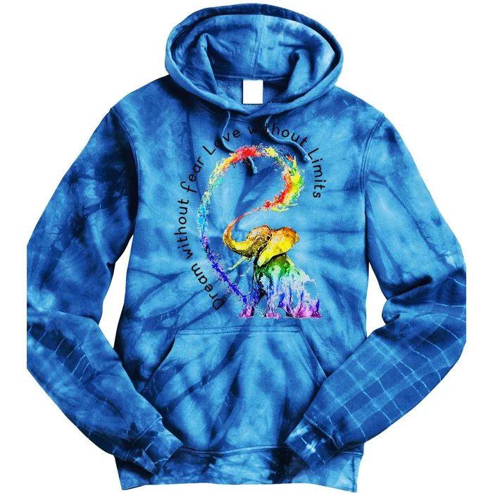 Dream Without Fear Love Without Limits Elephant Lgbt Tie Dye Hoodie