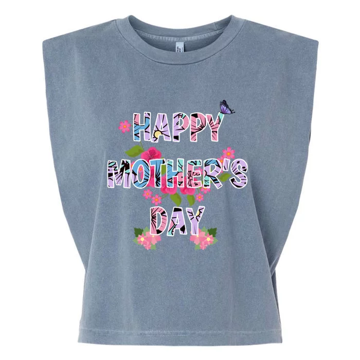 Day With Floral Mom Mommy Grandma Garment-Dyed Women's Muscle Tee