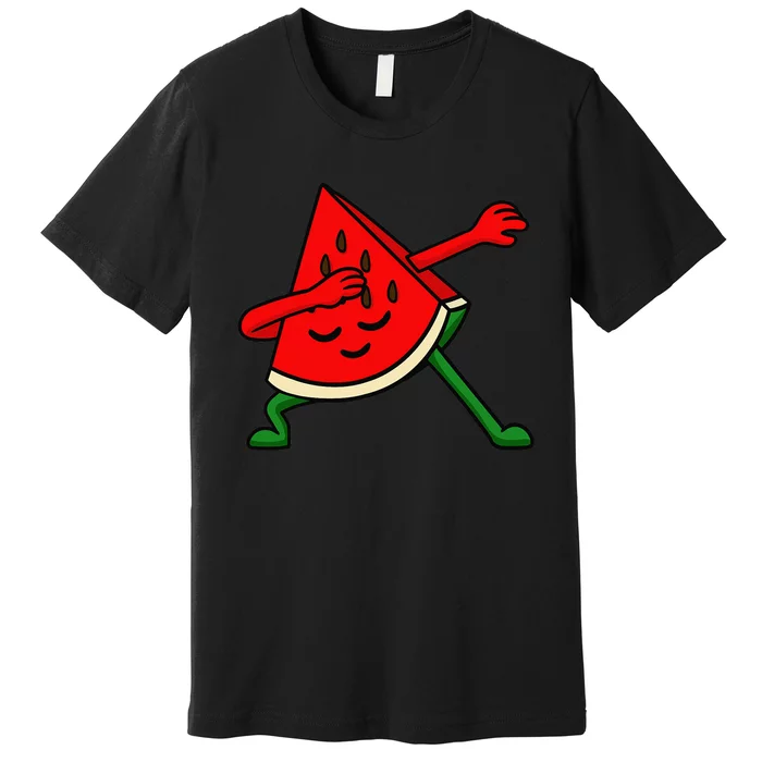 Dabbing Watermelon Fruitarian Lover Summer Fruit Slice Seeds Premium T-Shirt