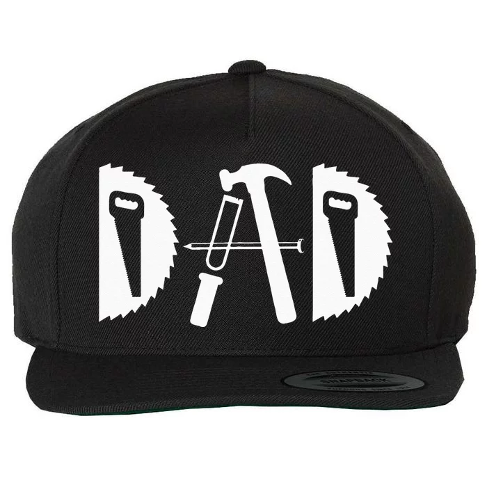 Dad Woodworking Funny Woodworker Handyman Carpenter Wool Snapback Cap