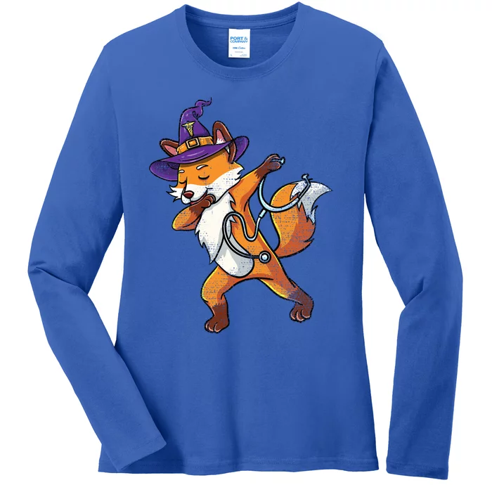 Dabbing Witch Fox Nurse Vintage Meaningful Gift Ladies Long Sleeve Shirt