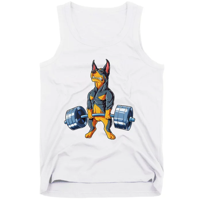 Doberman Weightlifting Funny Deadlift Fitness Gym Gifts Tank Top