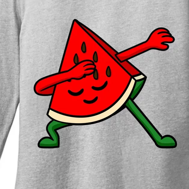 Dabbing Watermelon Fruitarian Lover Summer Fruit Slice Seeds Gift Womens CVC Long Sleeve Shirt