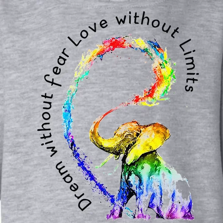 Dream Without Fear Love Without Limits Elephant LGBT Toddler Hoodie