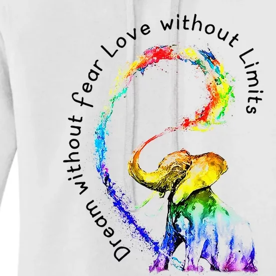 Dream Without Fear Love Without Limits Elephant LGBT Women's Pullover Hoodie