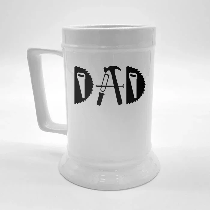 Dad Woodworking Funny Woodworker Handyman Carpenter Front & Back Beer Stein