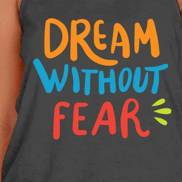 Dream Without Fear Inspirational Meme Women's Knotted Racerback Tank