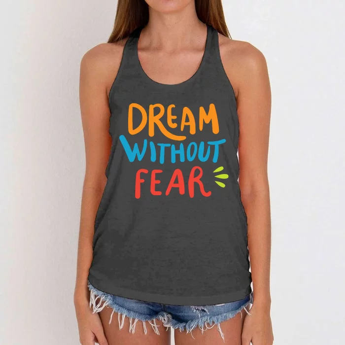 Dream Without Fear Inspirational Meme Women's Knotted Racerback Tank