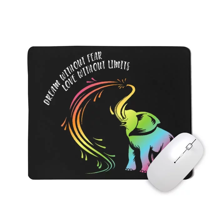 Dream Without Fear Love Without Limits Colorful Elephant Mousepad