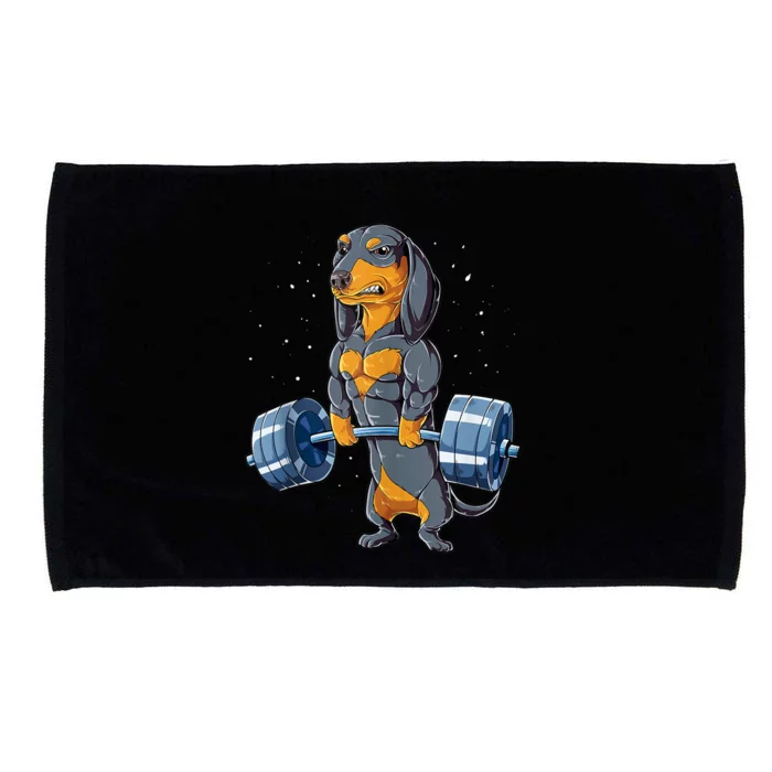 Dachshund Weightlifting Funny Gift For Deadlift Men Fitness Gym Gifts Microfiber Hand Towel