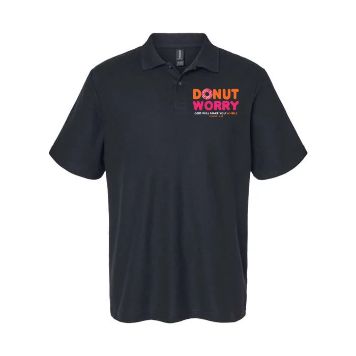 Donut Worry God Will Make You Whole Funny Religious Softstyle Adult Sport Polo