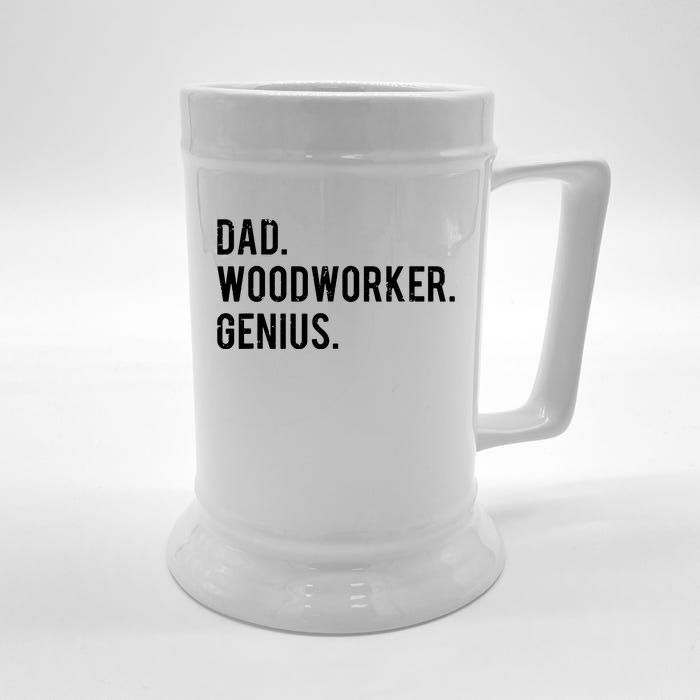 Dad Woodworker Genius Woodworking Father Front & Back Beer Stein