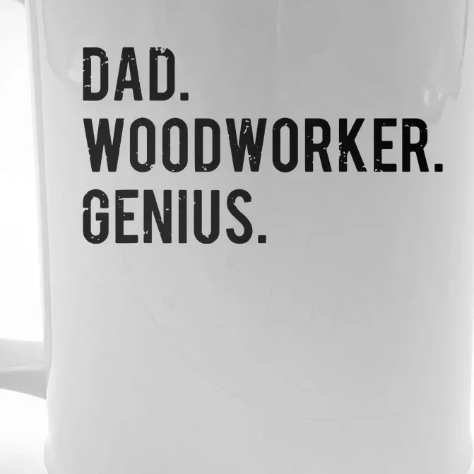 Dad Woodworker Genius Woodworking Father Front & Back Beer Stein