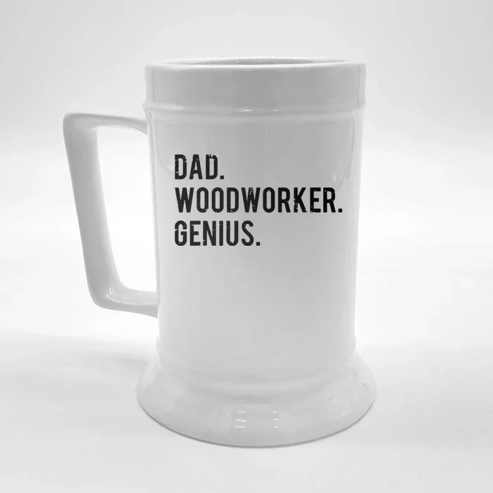 Dad Woodworker Genius Woodworking Father Front & Back Beer Stein