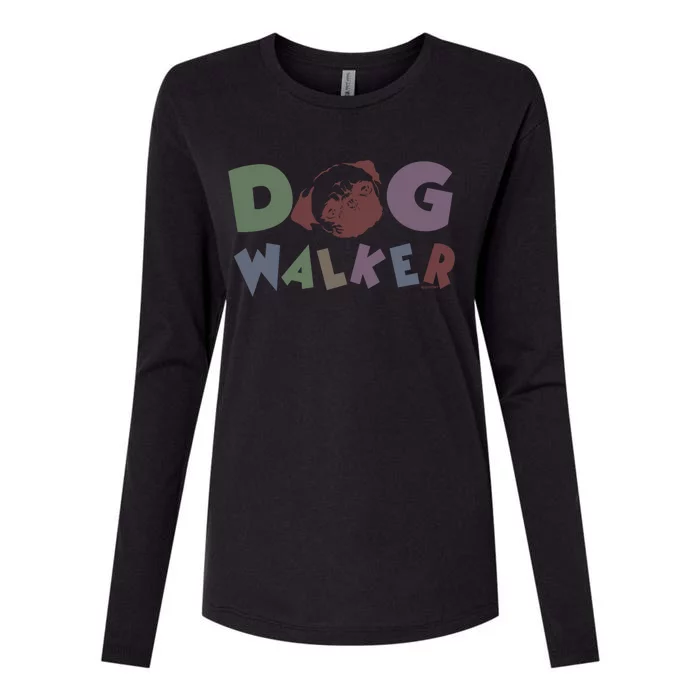 Dog Walker Gift Womens Cotton Relaxed Long Sleeve T-Shirt