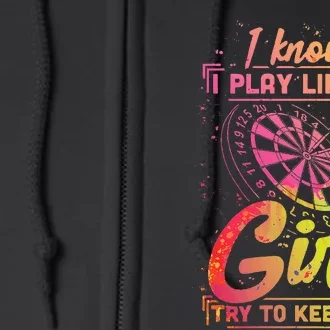 Darts Women Gift Arrows Field Team Play Like A Girl Darts Full Zip Hoodie