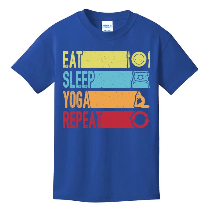 Daily Workout Gift Vintage Eat Sleep Yoga Repeat Gym Gift Kids T-Shirt