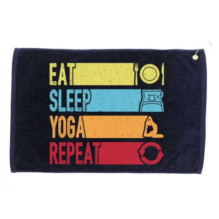 Daily Workout Gift Vintage Eat Sleep Yoga Repeat Gym Gift Grommeted Golf Towel