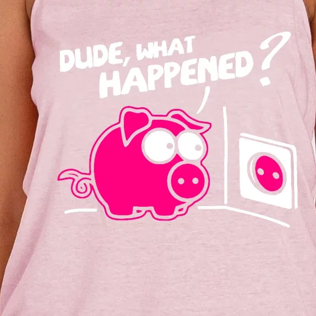 Dude What Happened Women's Knotted Racerback Tank