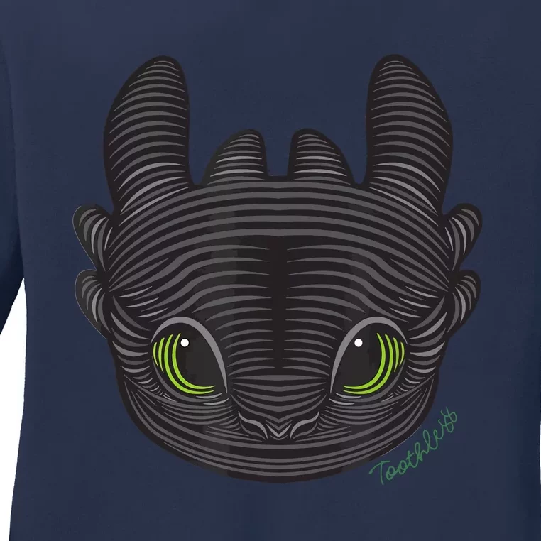 Dream Works How To Train Your Dragon Toothless Cat Ladies Long Sleeve Shirt