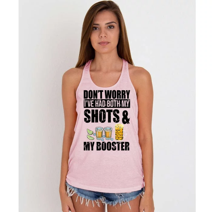 Don't Worry Had Both My Shots And Booster Funny Women's Knotted Racerback Tank