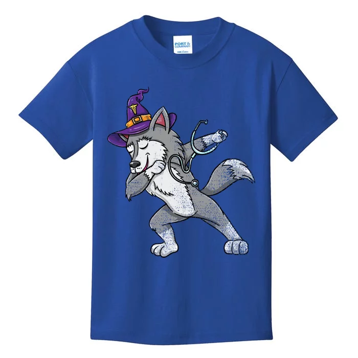 Dabbing Wolf Halloween Nurse Vintage Cute Gift Kids T-Shirt