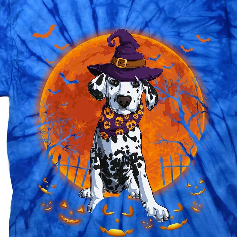 Dalmatian Witch Halloween Pumpkin Funny Dog Scary Costume Gift Tie-Dye T-Shirt