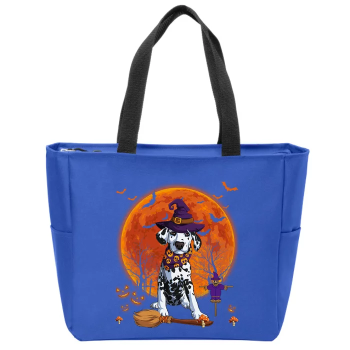 Dalmatian With Halloween Pumpkin Dinosaur Scary Costume Gift Zip Tote Bag