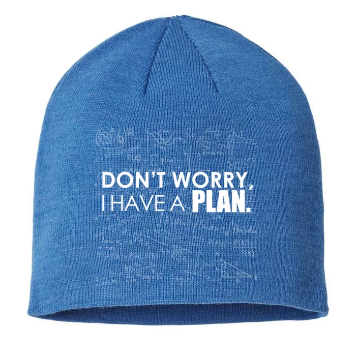 Don't Worry I Have A Plan Funny Math Joke Sarcasm 8 1/2in Sustainable Knit Beanie