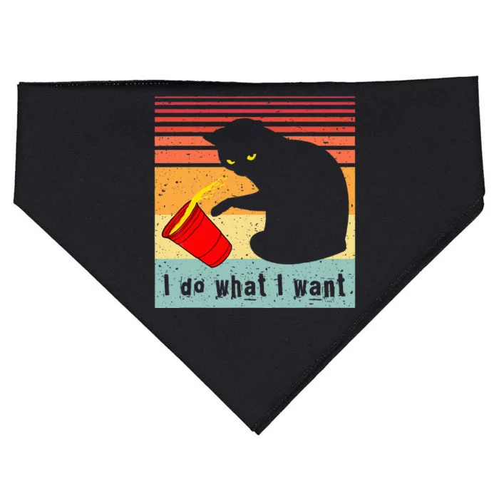 Do What I Want Vintage Black Cat Red Cup Funny My Cat USA-Made Doggie Bandana