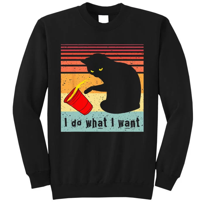 Do What I Want Vintage Black Cat Red Cup Funny My Cat Tall Sweatshirt