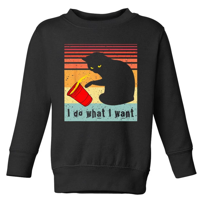 Do What I Want Vintage Black Cat Red Cup Funny My Cat Toddler Sweatshirt