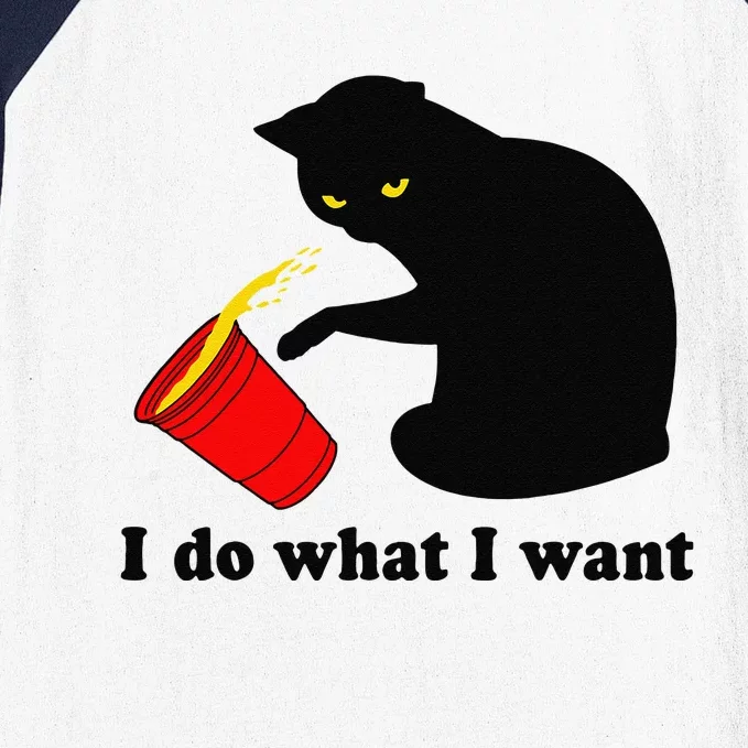 Do What I Want Black Cat Red Cup Funny Graphic Gift Baseball Sleeve Shirt