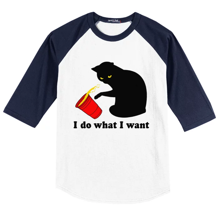 Do What I Want Black Cat Red Cup Funny Graphic Gift Baseball Sleeve Shirt