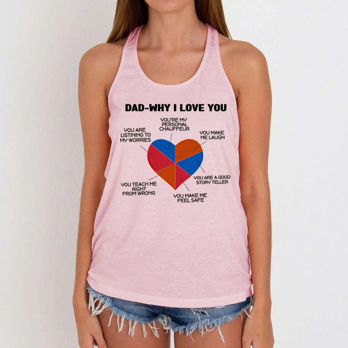 Dad Why I Love You Father Daddy Cool Gift Women's Knotted Racerback Tank