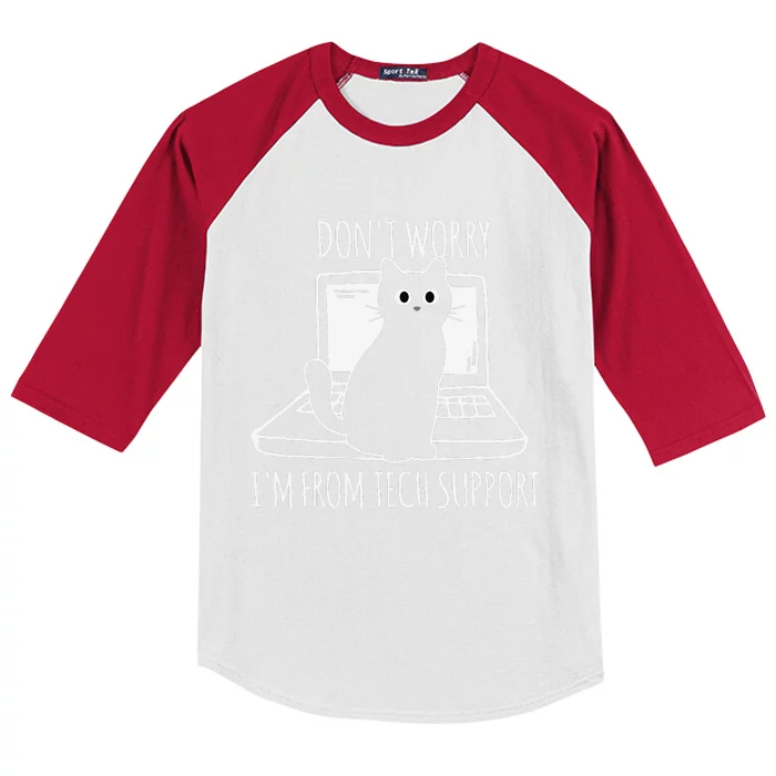 Dont Worry Im From Tech Support Funny Cat Kids Colorblock Raglan Jersey