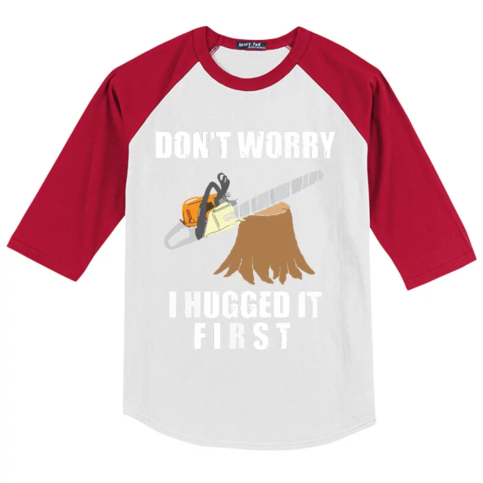 Don't Worry I Hugged It First Log Man Kids Colorblock Raglan Jersey