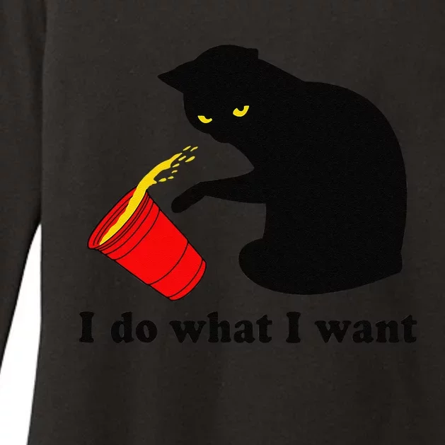 Do What I Want Black Cat Red Cup Funny Graphic Womens CVC Long Sleeve Shirt