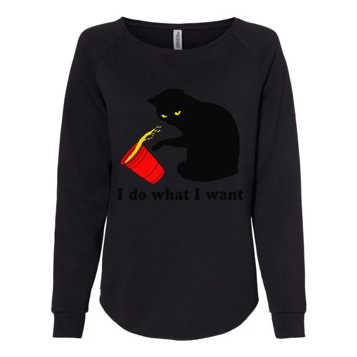 Do What I Want Black Cat Red Cup Funny Graphic Womens California Wash Sweatshirt