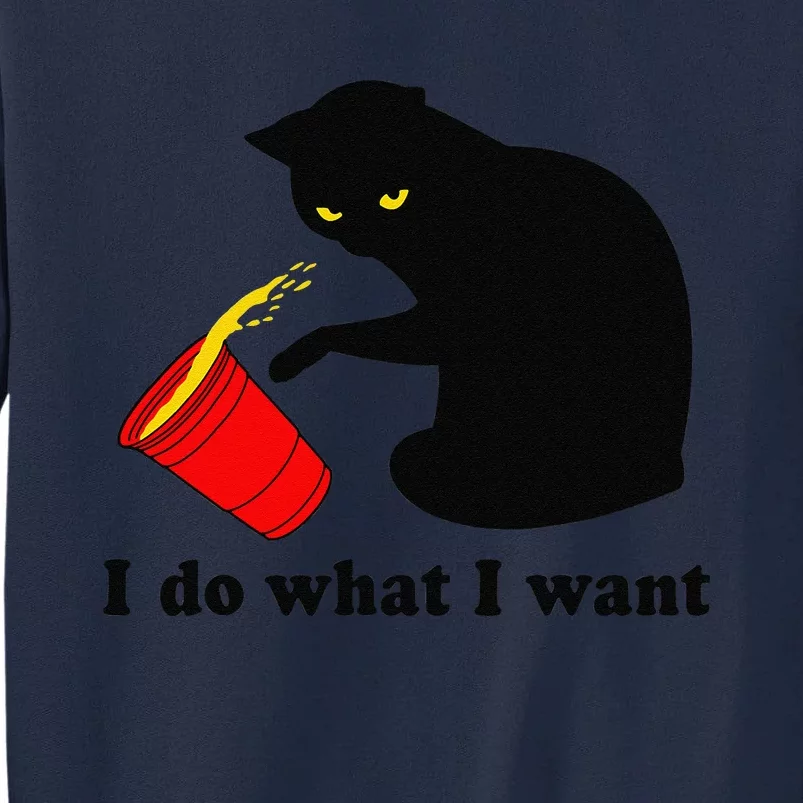 Do What I Want Black Cat Red Cup Funny Graphic Tall Sweatshirt