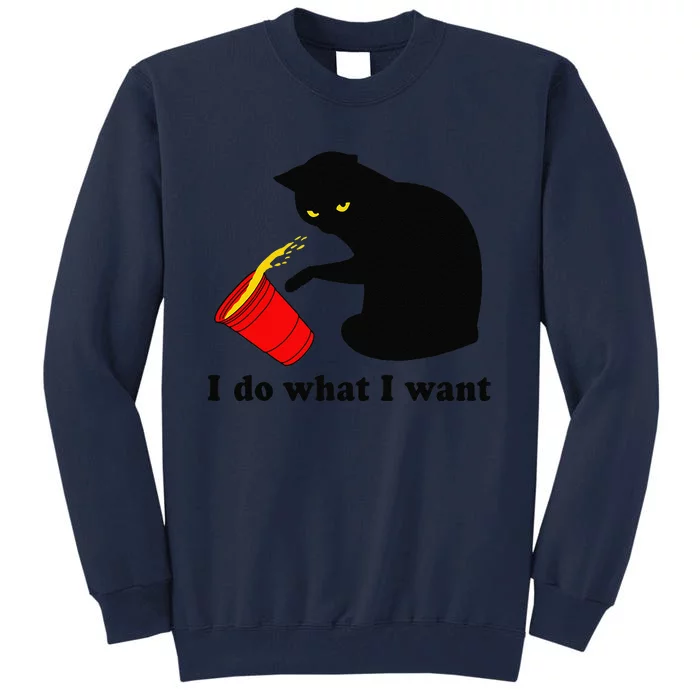 Do What I Want Black Cat Red Cup Funny Graphic Tall Sweatshirt