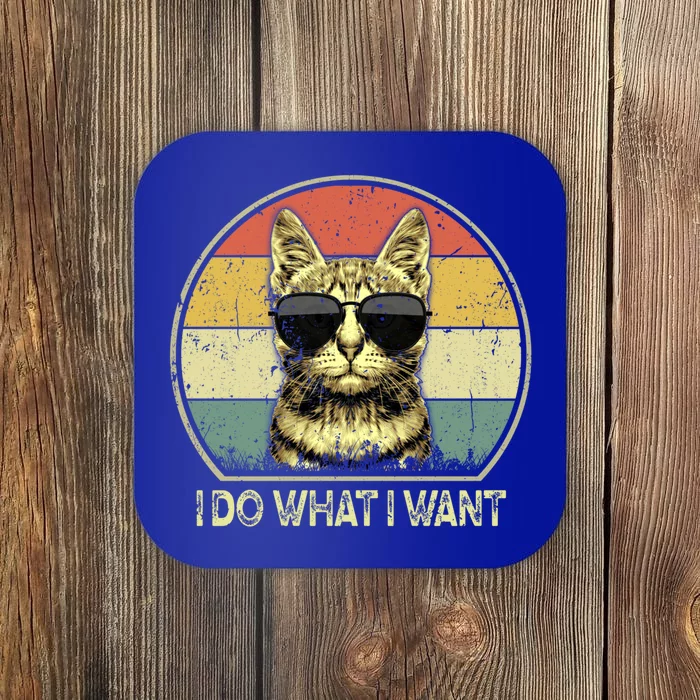 Do What I Want Vintage Kitten Cat My Funny Cat Lover Retro Cool Gift Coaster