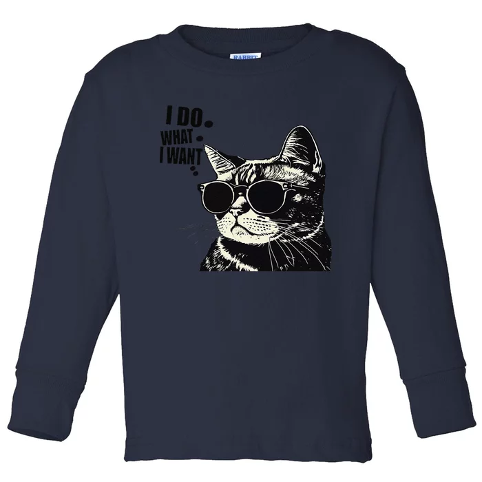 Do What I Want Vintage Black Cat Weird Funny Cat Toddler Long Sleeve Shirt