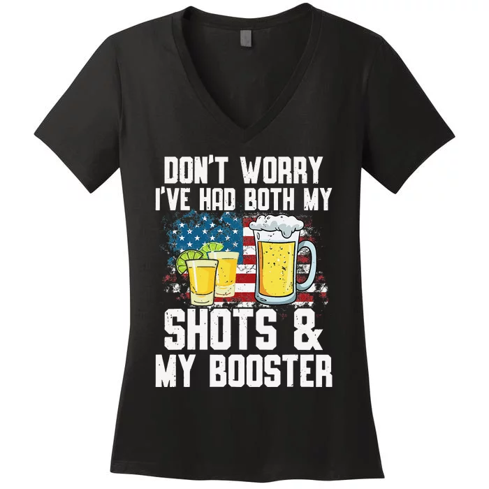 Don't Worry I've Had Both My Shots & Booster Funny Vaccine Women's V-Neck T-Shirt